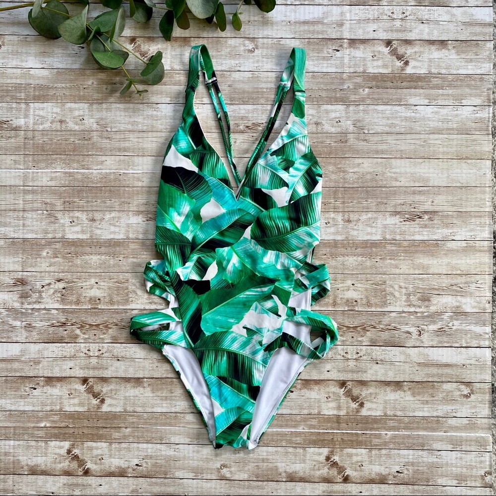 L.A. Hearts - Tropcial Palm One Piece Bathing Suit
